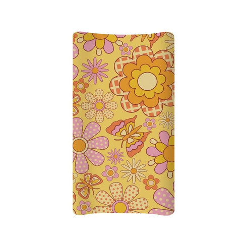 Hippie Flower Diaper Change Table Covers Soft Changing Pad Cover for Baby Washable Baby Nursery Diaper Changing Pad