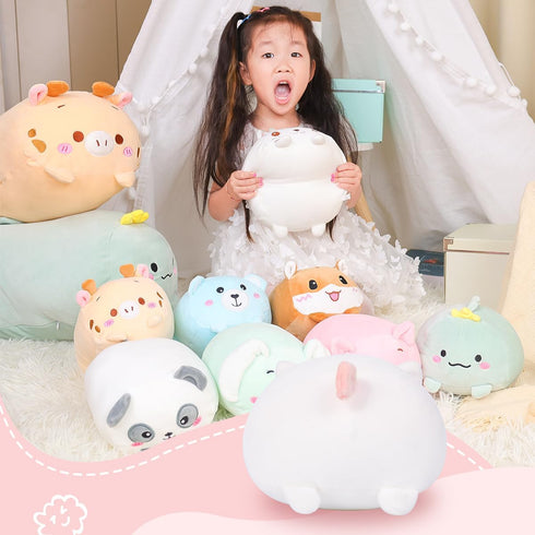 AIXINI 8 inch Cute White Cat Plush Stuffed Animal - Cylindrical Body Pillow, Super Soft Cartoon Hugging Toy