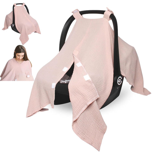Muslin Car Seat Cover for Babies, Multi-use Nursing Cover, Breathable Infant Car