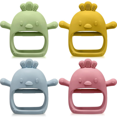 4 Packs Baby Teething Toy Silicone Teething Toys for Babies Over 6 Months, Anti Dropping Wrist Hand Teethers