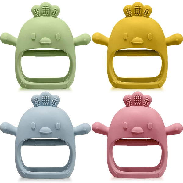 4 Packs Baby Teething Toy Silicone Teething Toys for Babies Over 6 Months, Anti Dropping Wrist Hand Teethers