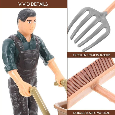 Toddmomy 12pcs Farm Accessories Model Miniature Farmers Figurines - Mini Farm for Kids & Toddlers