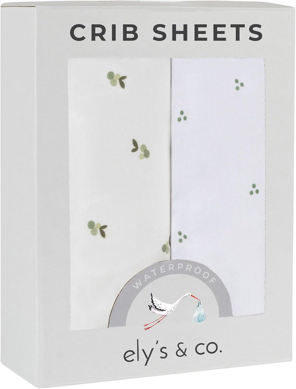 Ely's & Co. Patent Pending Waterproof Crib Sheets, 100% Cotton with Waterproof