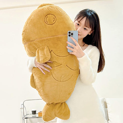 Ditucu 32 Inch Large Taiyaki Cat Plush Pillow, Cute Kitten Inside Fish 2 in 1 Stuffed Animals Toys