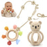 3Pcs Baby Silicone Teether Toy Set - Food-Grade Silicone Teething Relief Toys,Wooden