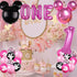 Pink and Black First Birthday Balloons, Girls First Year Banner, 1st Birthday Baby Shower Party Supplies