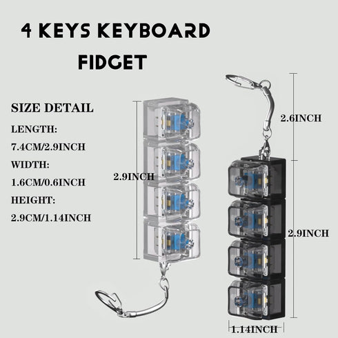 2 Pcs Keyboard Fidget Toy for Adults Fidget Clicker Decompression Fidget Keychain Stress Relief Presents for Adult