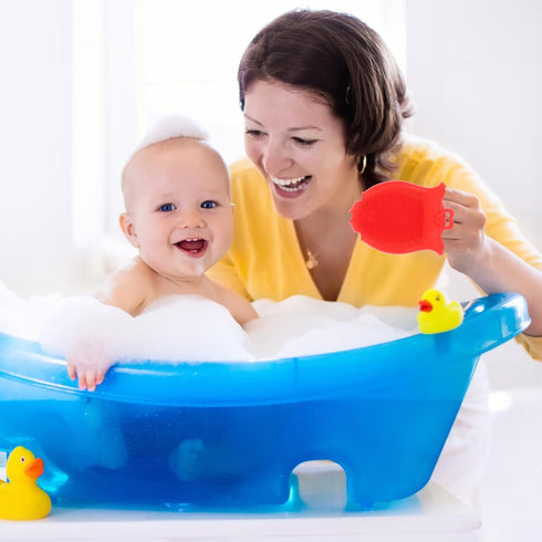 FRCOLOR Baby Head Scrubber Soft Silicone Baby Bath Scalp Brush Massage Flower Shape Cap Essential for Dry Brush Skin