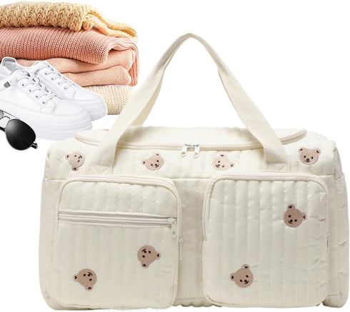 Generic 48x22x26cm Cartoon Bear Diaper Bag, Polyester Large Capacity Nappy Pouch with Compartments for Travel, Camping