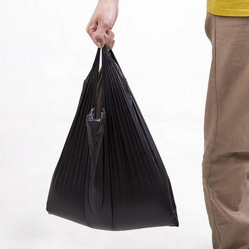 (100pcs) Disposable Garbage Bag Black Disposable Diaper Bags with convenient handle ties, Bin Bags,Durable Trash Bag