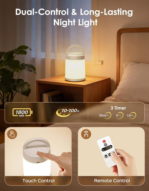 Light,10 Colors+8 Dimmable Room,1800mAh One Fire Night Light for Kids Night Baby Night Lights for Nursery