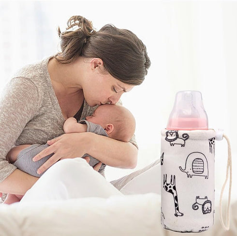 ikasus 1 Baby Milk Bottle Insulation Cover With String, Glass Nursing Feeder Keep Warm Holder Pouch Type