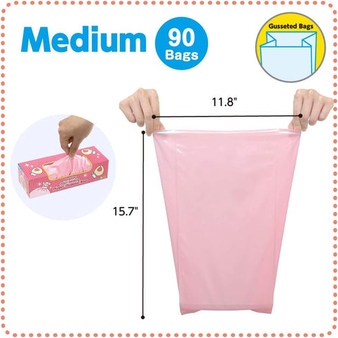 (90 count, Pack 2) (180 BOS Amazing Odor Sealing Baby Diaper Disposal Bags - Durable and Unscented [Size: M, Color: