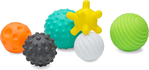 Infantino Textured Multi Ball Set - 6 Piece Toy for Sensory Exploration, Ages 6 Months and Up