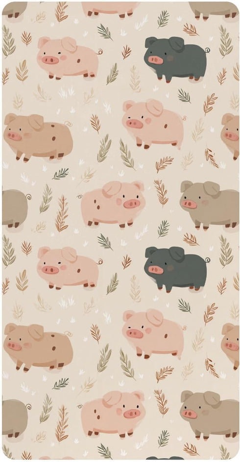 miaozhen Cotton Crib Sheets for Baby Boys Girls Soft Breathable Funny Grassland Pig