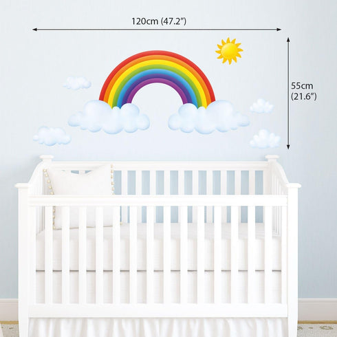 DECOWALL SG2-1713 Rainbow and Clouds Kids Wall Stickers - Wall Decals Peel and Stick Removable for Kids Nursery Bedroom