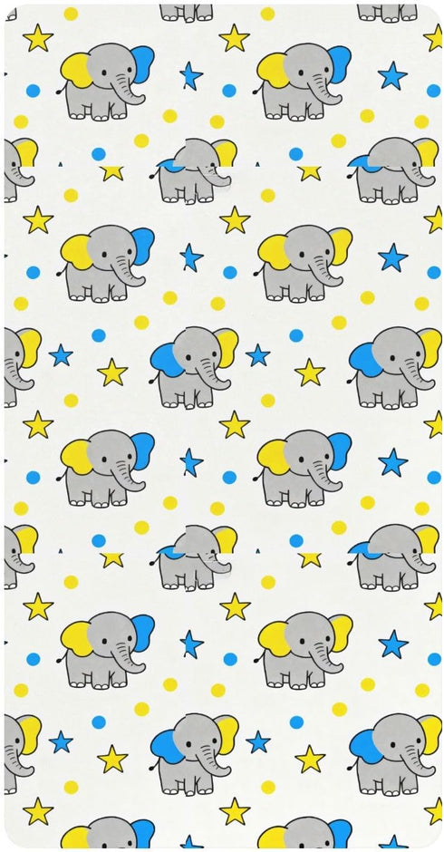 miaozhen Cotton Crib Sheets for Baby Boys Girls Soft Stretchy Cartoon Elephants Blue