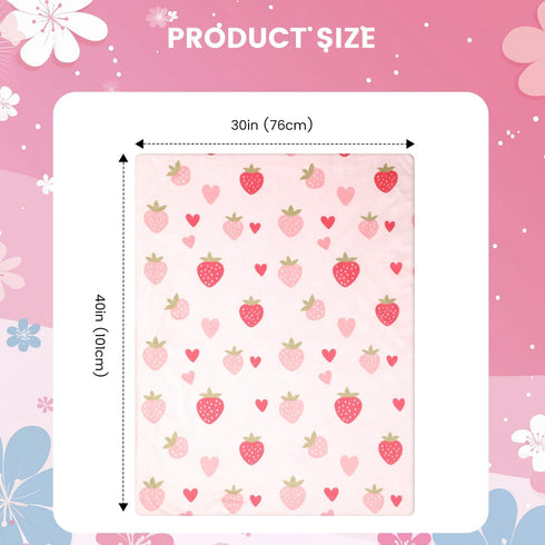30x40 Inch Baby Blankets for Girls with Strawberry Pink, Super Soft Plush Lightweight Nursery Bed Blanket for Newborn