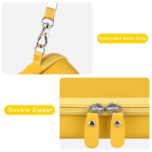 Canboc Carrying Case for Anbernic RG405V Retro Handheld Game Console, Yellow Storage Box with Mesh Pocket for Cable, SD