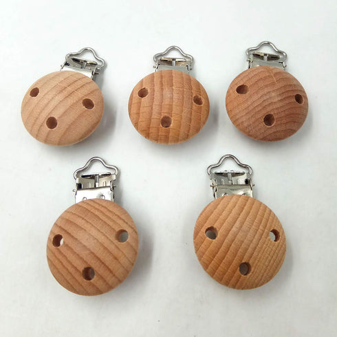Natural Beech Wood Pacifier Clips Holder Teething Grasping Suspender Clips for DIY Pacifier Chain Teether Accessory