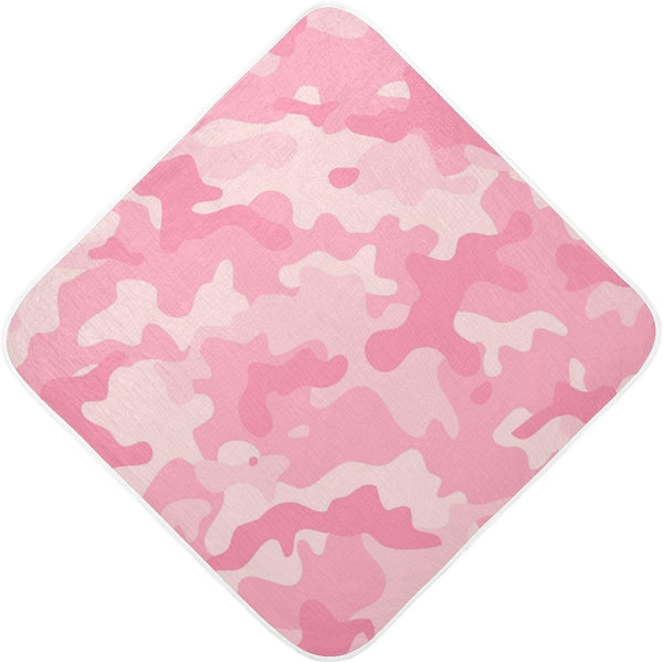 Pink Camouflage Baby Hooded Towel, Ultra Soft Absorbent Cotton Bath Towel for Newborn Toddler Boys Girls, 30 x 30 Inch