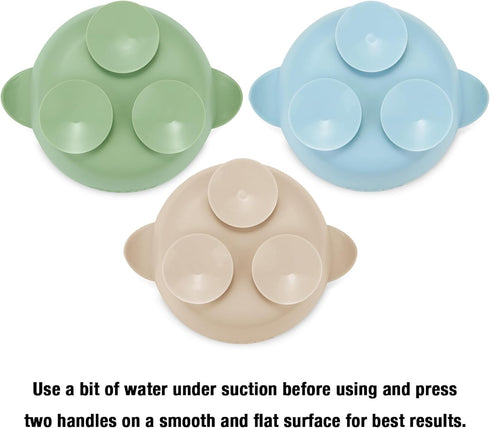 PandaEar 3 Pack Baby Suction Bowls - Stay Put Silicone Food Bowl for Babies Led Weaning, BPA-Free (Blue/Green/Brown)