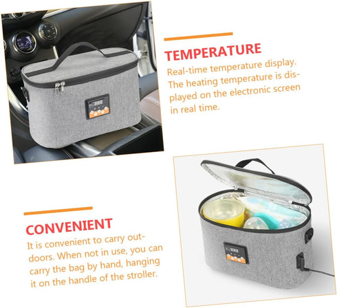 Car Bottle Warmer Bag Portable Food Warming Tote for Heating Electric Heating Convenient for Travel Outdoor Use