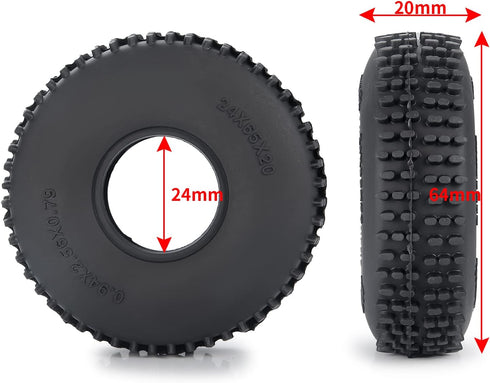 RCHUBAM 4PCS 1.0" Crawler Tires, Rubber Tires 65mm for 1/18 TRX4M 1/24 Axial SCX24 RC Crawler Car