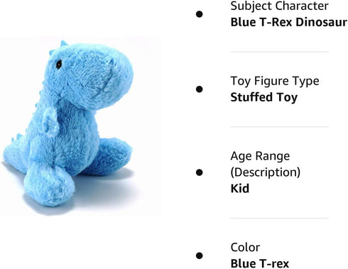 Blue Dinosaur Stuffed Animal, Cute Soft Plush Toy for Kids 3-5, 9" Dinosaur Party Favors, Xmas Birthday Gifts