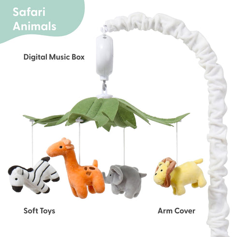 12 The Peanutshell Crib Mobile for Boys or Girls - White Musical Baby Crib Mobile with Lullabies, Jungle Animal, Baby