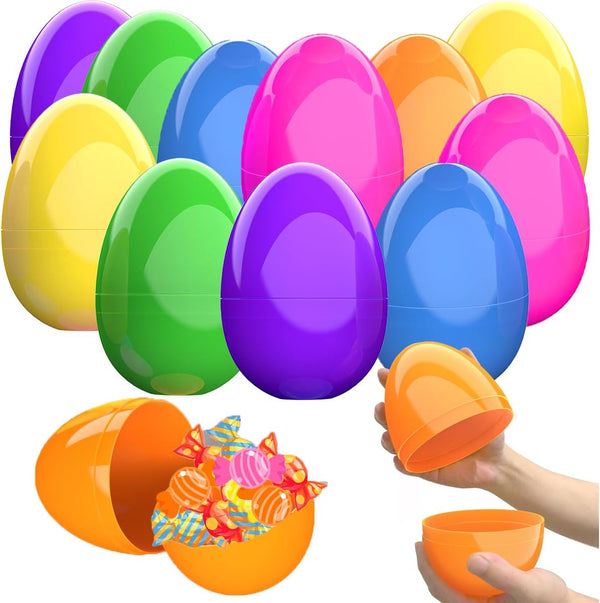 CALEST 12 Pcs Jumbo Easter Eggs, 6 Inch Fillable Plastic Easter Eggs Bright