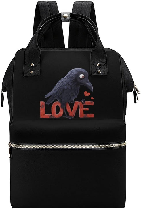 SONGTING Black Crow Love Diaper Bag Backpack Travel Waterproof Mommy Bag Nappy Daypack