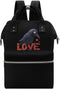 SONGTING Black Crow Love Diaper Bag Backpack Travel Waterproof Mommy Bag Nappy Daypack