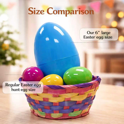 6 Inch 6 6" 4.25" GiftExpress Easter Eggs - Piece Extra Large x Assorted Color Fillable Plastic Eggs - Adult & Kid