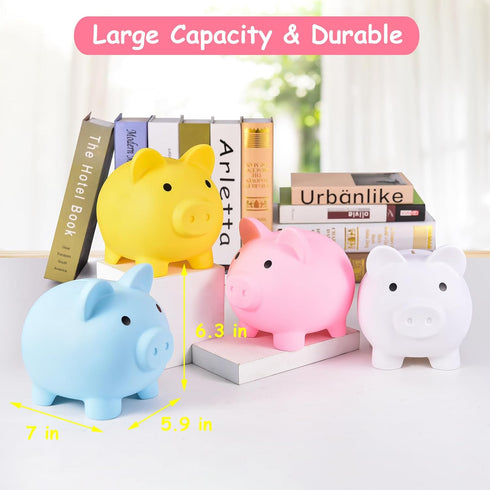 Large Piggy Bank, Unbreakable Plastic Money Bank for Girls and Boys, Practical Gifts for Birthday, Easter, Christmas