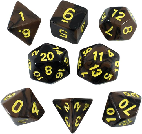Black and Brown Dice - RPG DND Set - 'Werewolf'
