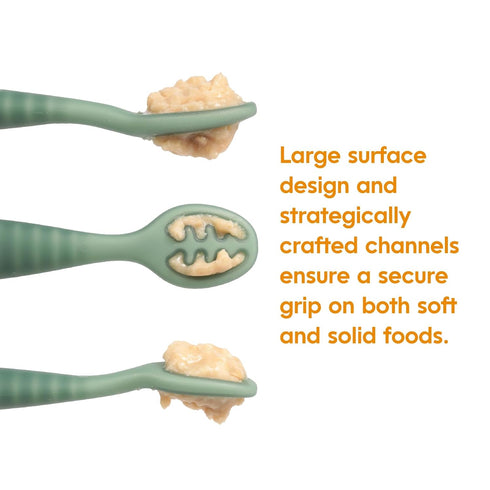NumNum Baby Spoons Set, Pre-Spoon GOOtensils for Kids 12+ Months, Self Feeding Silicone Toddler Food Utensils