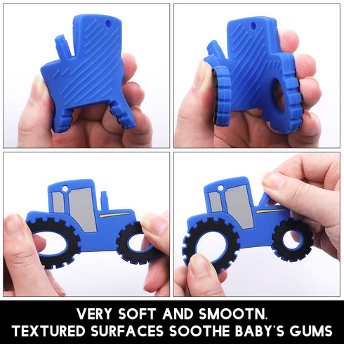Baby Tractor Car Silicone Teether,Sensory Chew Toys,BPA Free Soft and Effective Infant Teething Pain Relief