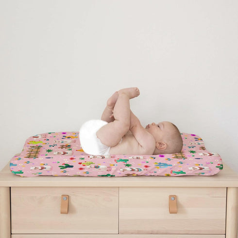 Llama Cactus Changing Pad Covers, Cute Alpaca Floral Diaper Changing Table Sheets for Girl Boy, 32''x16''