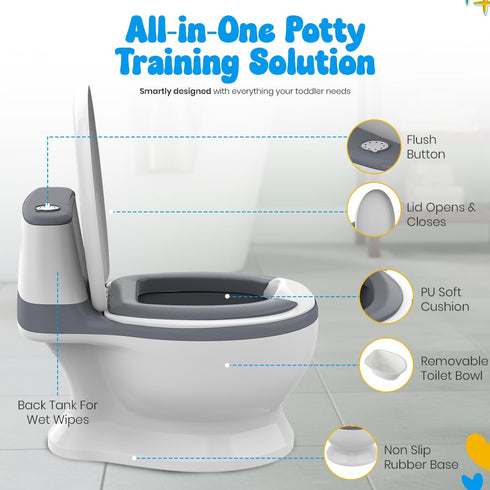 Yellow Ladybug * Toddler Potty Training Toilet with Diatomaceous Earth Mat Realistic Toilet for Toddlers with Lid