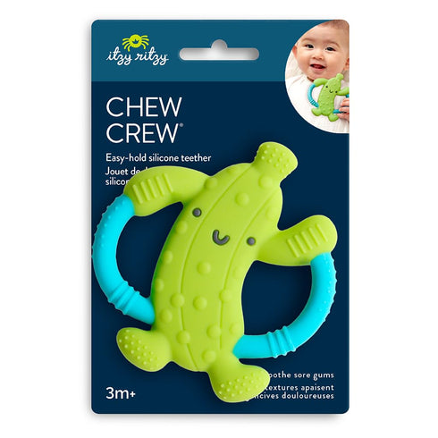3 Itzy Ritzy Pickle-Shaped Baby Teether with Handles Silicone Teether for Babies with Easy-Grab Handles and Textured