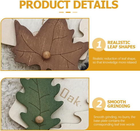 Kisangel Toddler Toys, 4pcs Wooden Leaf Shape Puzzle, Educational Learning STEM Toys for Birthday