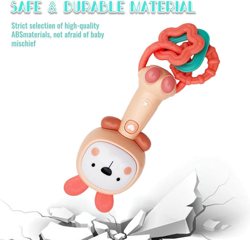 Baby Music Rattles Toy 6-12 Months, Teething Toys with Music and Light for Newborn Gifts