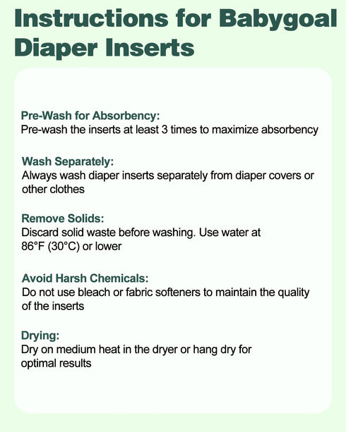 12pcs, 4 Babygoal Cloth Diaper Inserts Layers Rayon from Bamboo Inserts for Cloth Diapers and Cloth Diapers Covers