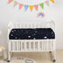 Datura home Set, 3-Piece Crib Bedding Nursery Bedding with Comforter, Sheet & Skirt - Rocket Astronaut Moon Printed