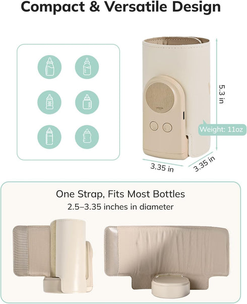 6 Settings 2.5-3.3in Umimile Portable Bottle Warmer for Travel Heats the Bottle DirectlyNo Pouring, Fast Heating Baby