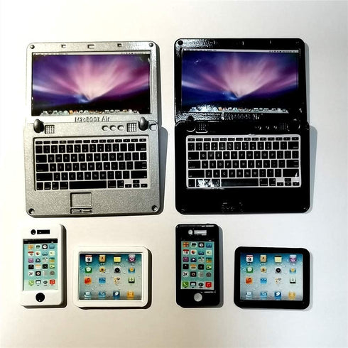 Dollhouse Decoration Accessories, 6 Pack 1/12 1/6 Miniature Scene Model, Mini Laptop, Tablet, and Smart Phone Scene