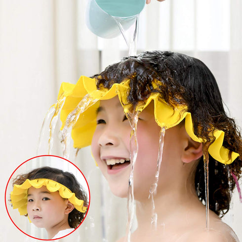Baby Shower Cap, Adjustable Silicone Bathing Hat for Kids, Soft Protection Visor Cap for Toddler Children 1-12 Years