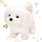 Hopearl 7'' White Bichon Interactive Electronic Pet Plush Toy, Woof and Moving Animated Nodding Head Gift for Toddlers