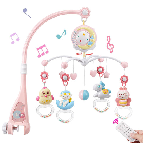 BOBXIN Baby Musical Crib Mobile for Bassinet with Projector and Night Light,150